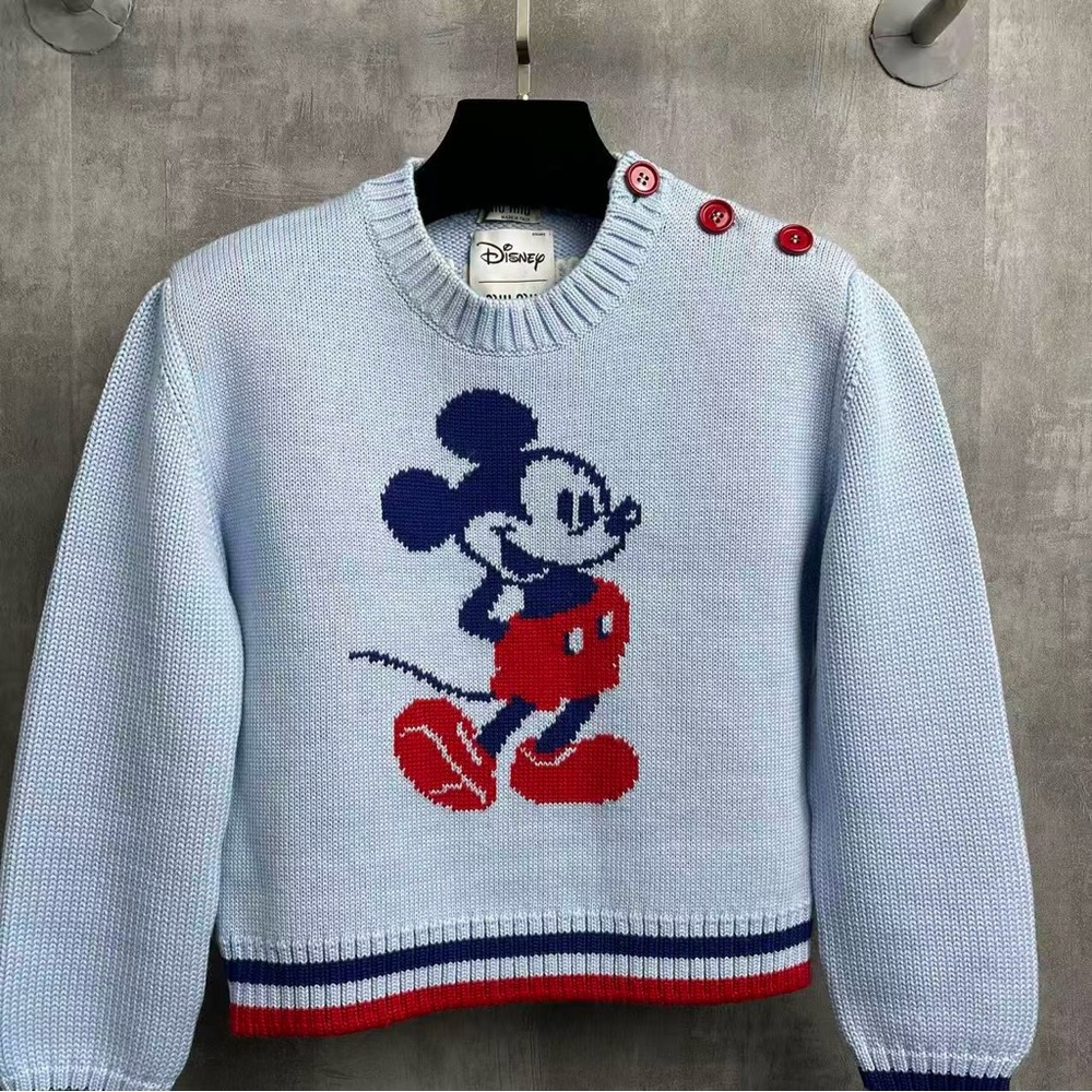 🚩steal Authentic Miumiu Disney Light Blue Mickey Mouse Knit Sweater - Picture 2 of 4